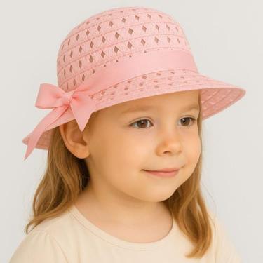 Imagem de Chapéu Infantil Menina para Verão Sol Praia Piscina Rosa - anjo da mam