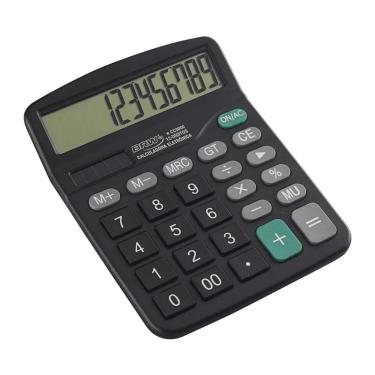 Imagem de Calculadora de Mesa BRW 12 Dígitos Teclas Extras Grandes com Tela Ampla e Design Ergonômico Preto