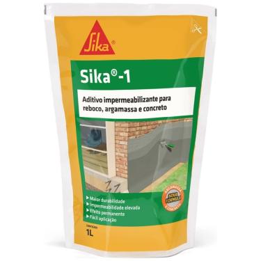 Imagem de Sika- Aditivo Impermeabilizante - Sika-1 Amarelo, Rebocos Internos E Externos - Uso Fácil - Saco 1l