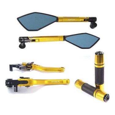 Imagem de Kit Manete Manopla Retrovisor Gsxr Srad 750 1000 Gsxs 1000 - NoBrand, 