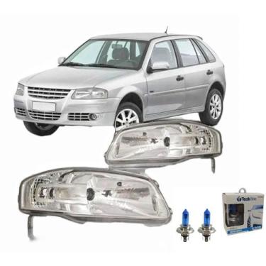 Imagem de Par farol gol parati saveiro g4 masc cromada  e super branca - BBS BIB