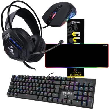 Imagem de Kit Gamer Com Teclado Mouse Headset Mouse Pad SET016 - CLANM