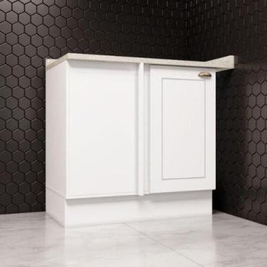 Imagem de Balcão Canto Americana Henn Com Tampo Mdf Henn 94 Cm Branco/calcare - 