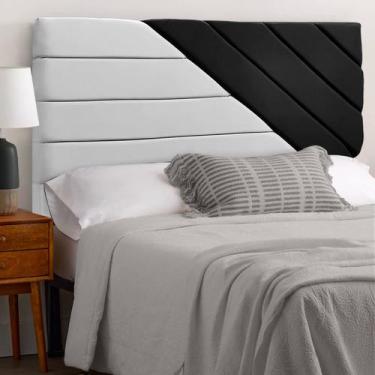 Imagem de Cabeceira de Luxo para Cama King Size 193cm Estilo Veludo Cinza/Preto 