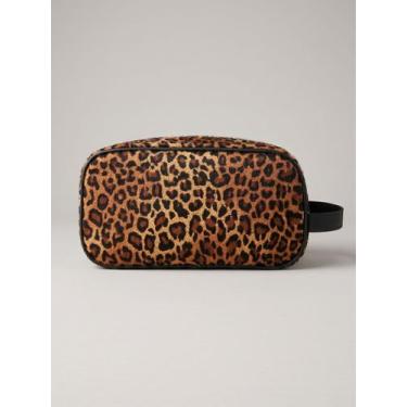Imagem de Necessaire Grande Camurça Pelo Onça Tigre Leopardo ABC BAGS -, Laranja