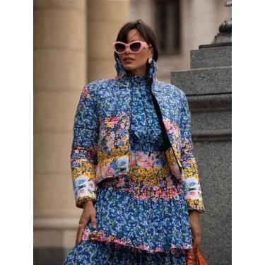 Imagem de Jaqueta puffer floral - no-brand, M, Estampado