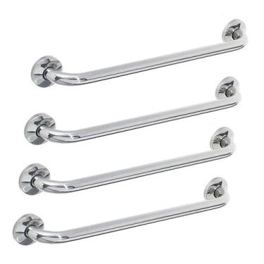 Imagem de Barra de Apoio 80cm Inox Kit 4 Uni Acessibilidade Banheiro Box Varanda