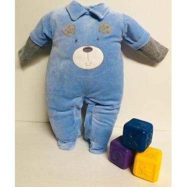 Imagem de Macacão Bebe Menino Longo Plush Inverno Carinha Enxoval 130 - Zafielo,