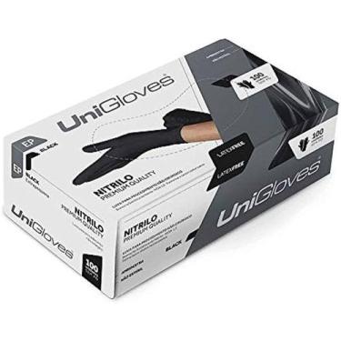 Imagem de Luva Nitrilica Preto, Unigloves, Sem Pó, Tamanho P - 100Unidades