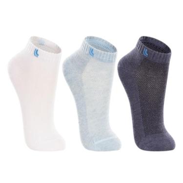 Imagem de Meia infantil Lupo Kids em algodão Kit com 3 pares, Azul, 33 a 36, Alg