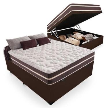 Imagem de Cama Box Baú Casal + Colchão De Molas Prime Colchões Classic Superlastic 138x188x64 Marrom