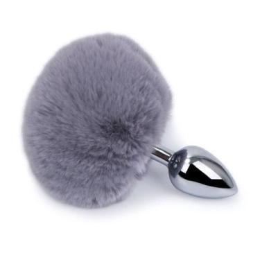 Imagem de Plug Anal Médio de Aço Inoxidável com Pompom na Base - 120 x 35 mm - i