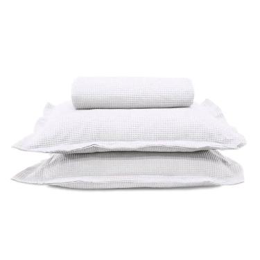 Imagem de Colcha Queen 3 Peças Algodão Piquet Favo Branco Dohler