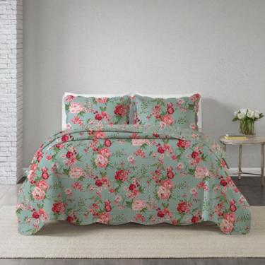Imagem de Colcha Solteiro Infantil Studio Mix Corttex 150 fios, Floral Verde