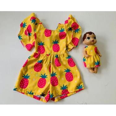 Imagem de Macaquinho Menina Infantil com roupa da bonéca  - Colorêkids, 6