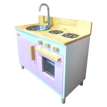 Imagem de Mini Fogão Cozinha Infantil de Madeira ROSA - fabrica de casinha