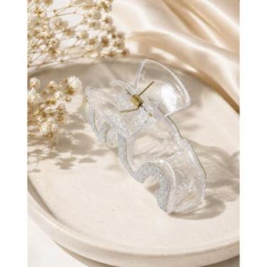 Imagem de Kit 2 Presilhas de Cabelo Prateada Glitter Tubarão Ondulada C21 - PRA 