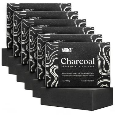 Imagem de Sabonete Keika Charcoal Black para eczema e psoríase, pacote com 6 uni
