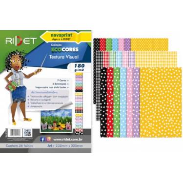 Imagem de Ridet - Bloco Criativo Textura, A4 + 32cm X 23cm, 7 Cores e 3 Estampas. 180 gramas, 36 Folhas, Novaprint
