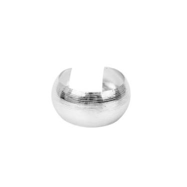 Imagem de Bracelete Largo Redondo Riscado Banhado a Ródio Branco - 3,2 cm - 30 g