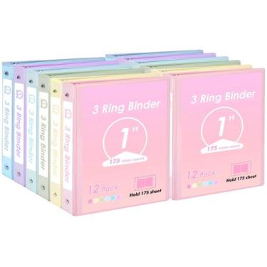 Imagem de Fichário EOOUT 1 polegada  Kit com 12 unidades em cores pastel (11x8,5