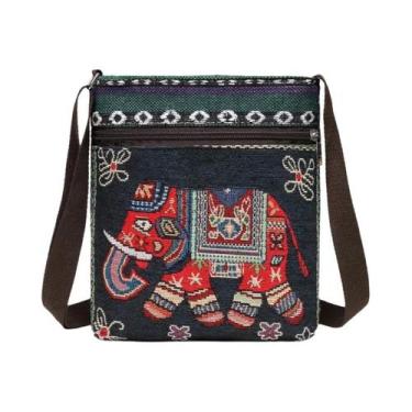 Imagem de Bolsa De Ombro De Lona Bordada Étnica Retro Para Mulheres, Bolsa De Te