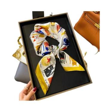 Imagem de Lenço De Seda Luxuoso Com Estampa De Corrente 70x70cm Para Mulheres, L