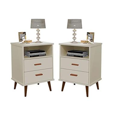 Imagem de DULLAR Móveis Conjunto 2 Mesa de Cabeceira Itália Branco 65cm x 45cm 36cm