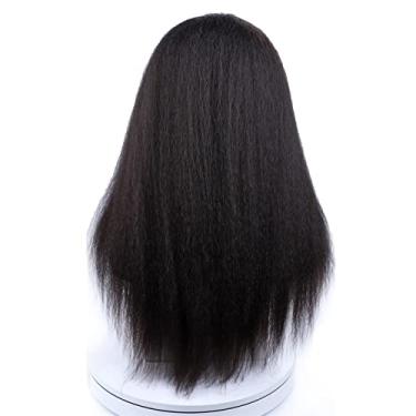 Imagem de Perucas femininas longas com cabelo liso e ondulado para mulheres afro-americanas Perucas de cabelo humano preto natural 45-55 cm Perucas de cabelo humano (cor: G, comprimento esticado: 50 cm)