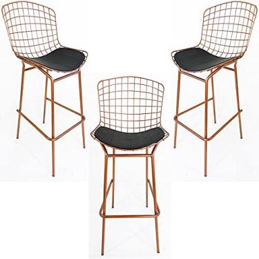 Imagem de Kit 3 Banquetas BERTÓIA cobre assento preto tubular - Poltronas do Sul