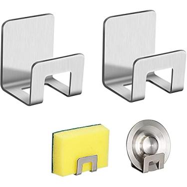 Imagem de Suporte de esponja, pacote com 2 suportes de esponja para pia de cozinha, fácil de instalar, forte e resistente, bom desempenho de ventilação para manter a esponja seca (2 pacotes-prata)