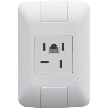 Imagem de Conjunto 4x2 com 1 Tomada Telefone 4P e RJ11 Tramontina Aria Branco Tramontina