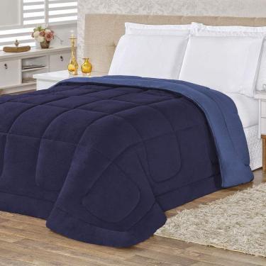 Imagem de Coberdrom Queen Isis Malha + Manta Flannel 1Pç - Azul