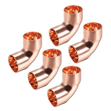 Imagem de uxcell Conector de Tubo de Cobre 90 Graus com Cotovelo Curto, 5 Peças, a19071000ux0103, 3/4"