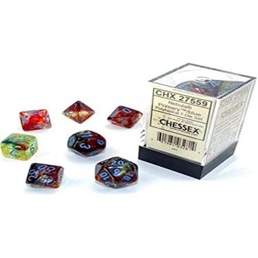 Imagem de Chessex Conjunto de dados poliédricos da Nebulosa com luminária azul (7 dados)