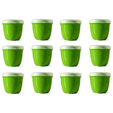 Imagem de Preserve Mini recipiente reutilizável sem BPA de 237 ml para armazenamento de alimentos com tampa de parafuso, conjunto de 12 unidades, verde maçã