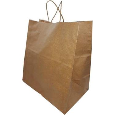 Imagem de 250 Sacolas De Papel Kraft Alça Torcida Delivery Tamanho Grande G 30x31x19