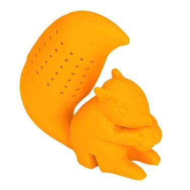 Imagem de Coador de chá em forma de esquilo, reutilizável infusor de chá de grau alimentício novidade filtro de chá de folhas soltas (laranja)