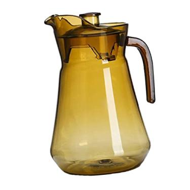 Imagem de Flameer Jarro de acrílico de 1500 ml com tampa hermética, garrafa segura de água quente/fria com alça - Jarro de bebidas para suco caseiro e chá gelado - Marrom