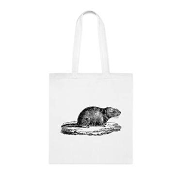 Imagem de Common Vole Vintage Gravura Sacola, Presente Engraçado, Bolsa de Ombro, Sacolas Reutilizáveis, Cesta de Aniversário de Natal Ideia de Presente, Branco