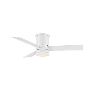 Imagem de Ventilador de teto Axis para ambientes internos e externos 3 lâminas Smart Flush Mount 44" branco fosco com kit de luz LED 3000K e controle remoto