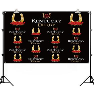 Imagem de Rainlemon Cenário de cabine fotográfica Kentucky Derby Churchill Downs Run for The Roses Party Fotografia Fundo Decoração