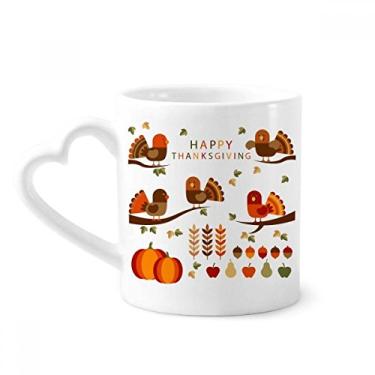 Imagem de Caneca com estampa de desenho animado Dia de Ação de Graças Caneca de café cerâmica copo de coração de vidro