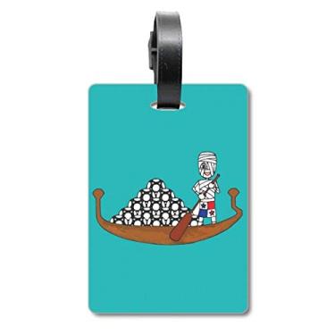 Imagem de Panamá Barco de madeira múmia futebol barco mala etiqueta bagagem cartão pendurado etiqueta, Multicolorido.