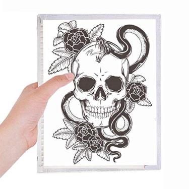 Imagem de Caderno com estampa de desenho de cobra, crânio de animal, folha solta, recarregável, diário de papelaria