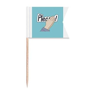 Imagem de Marcadores de palito de mão Namaste para marcação de palito de dente para festa de bolo comida placa de queijo