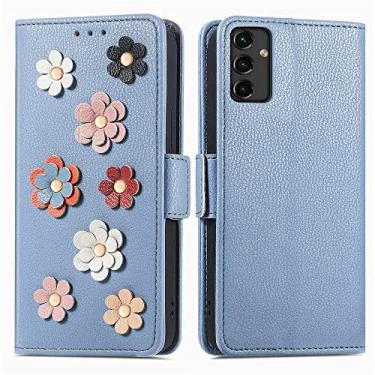 Imagem de Capas de telefone de flores tridimensionais Google Pixel 6a Pixel 6 uma capa de couro slots de cartão fashion clipe de carteira à prova de choque capas Google Pixel 6a (azul, Google Pixel 6a)
