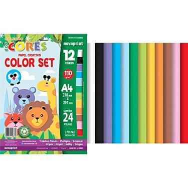 Imagem de Papel Criativo Color Set, Novaprint, Bloco Para Educacao Artistica, A4, 12 Cores, 24 Folhas