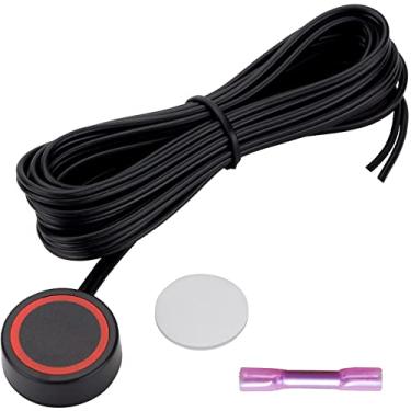 Imagem de AOLIHAN Botão de pressão momentâneo redondo impermeável 12V/24V preto com fios pré-soldados para UTV RZR ATV Polaris Ranger carro trem de carro carro carro trem marinho (botão plano)