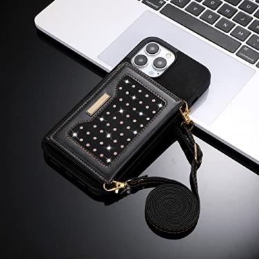 Imagem de Capa de couro para carteira de couro para Samsung Galaxy S22 Ultra S21 FE A52 A52s A72 A12 A53 5G Glitter Case Preto para Galaxy A04S